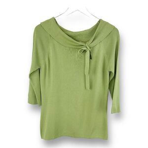 Joseph A Green Scoop Cowl Neck‎ Tie Accent 3/4 Sleeve Fine Knit Sweater X-Large